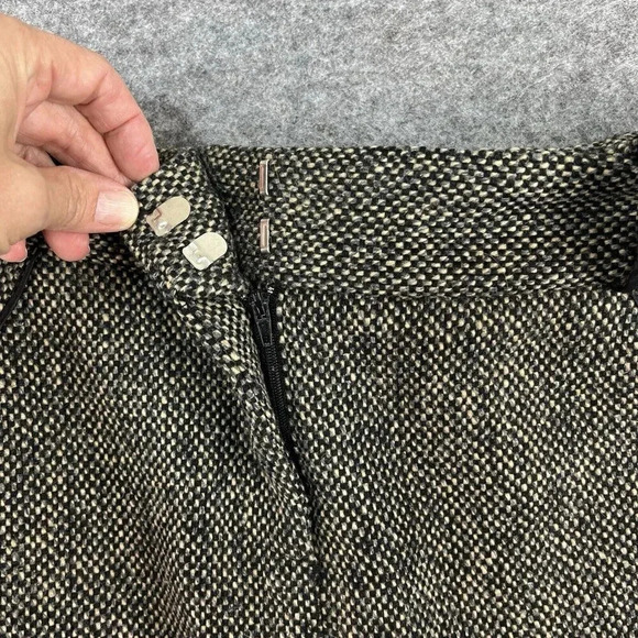 British Khaki Tweed Skirt Womens Size 4 Brown Pockets Classic Academia Career - Picture 3 of 10